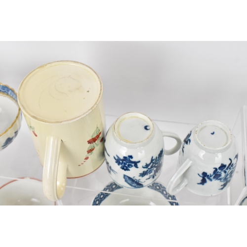 127 - A selection of mainly 18th century English porcelain to include a Worcester and Caughley blue and wh... 