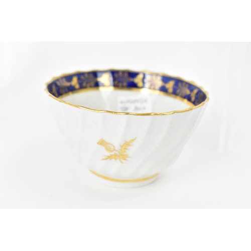 128 - Four late 18th century Worcester Flight, Barr and Barr period cups and three saucers, each spirally ... 