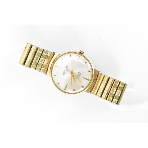 13 - A Rotary, manual wind, gents, 9ct gold wristwatch, circa 1960s, the silvered dial having gilt baton ... 