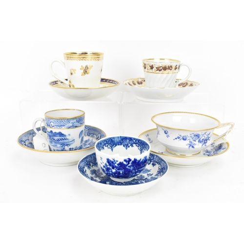 132 - Five late 18th/early 19th century English porcelain cups and saucers to include a circa 1800 John Ro... 