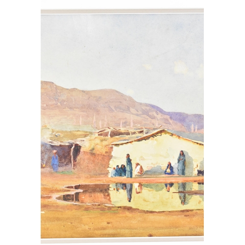 149 - Stanley Inchbold (1856-c.1930) A watercolour depicting a Middle Eastern scene with figures and a bui... 