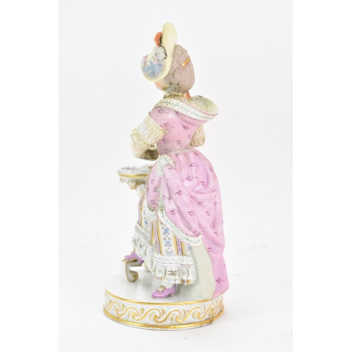 151 - A late 19th century Meissen figure of a card player, after an original by Acier, the young lady in 1... 