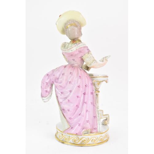 151 - A late 19th century Meissen figure of a card player, after an original by Acier, the young lady in 1... 