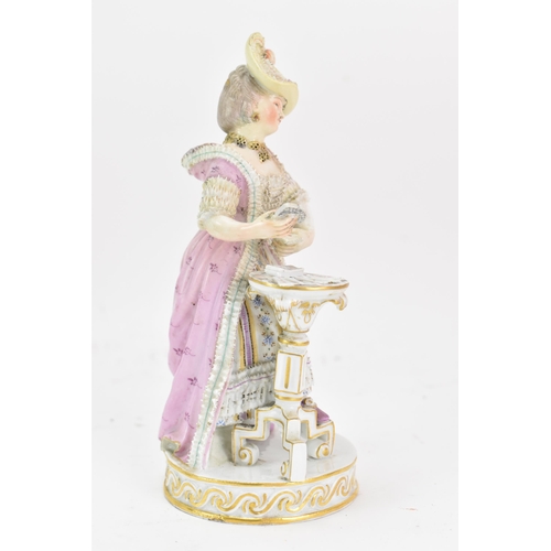 151 - A late 19th century Meissen figure of a card player, after an original by Acier, the young lady in 1... 