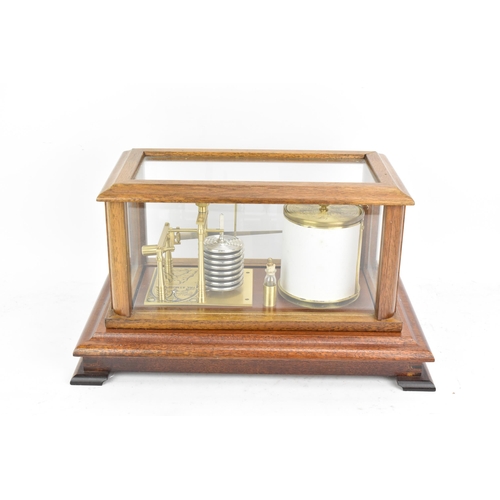 156 - A reproduction mahogany cased barograph by the Gluck Barograph and Recorder Company Ltd, the moulded... 