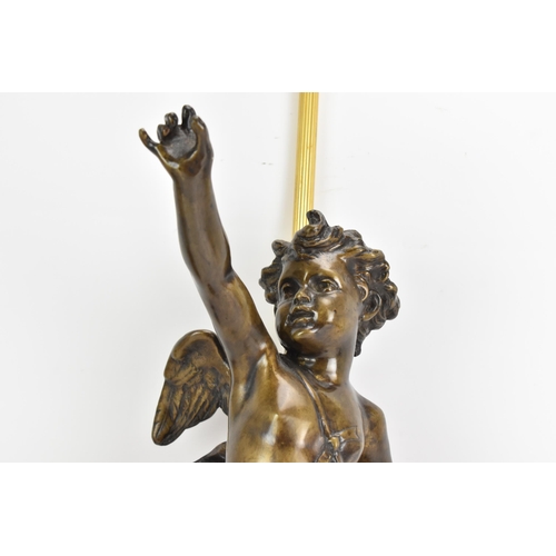 158 - After Eutrope Bouret (French 1833-1906) A mid 20th century bronze figural table lamp entitled 'AMOUR... 