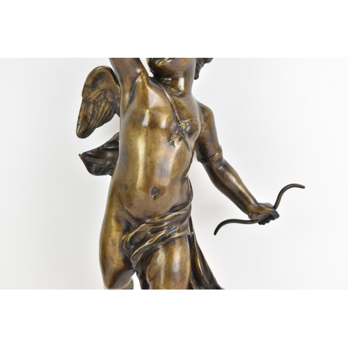 158 - After Eutrope Bouret (French 1833-1906) A mid 20th century bronze figural table lamp entitled 'AMOUR... 