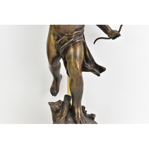 158 - After Eutrope Bouret (French 1833-1906) A mid 20th century bronze figural table lamp entitled 'AMOUR... 