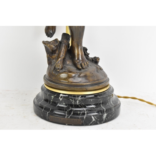 158 - After Eutrope Bouret (French 1833-1906) A mid 20th century bronze figural table lamp entitled 'AMOUR... 