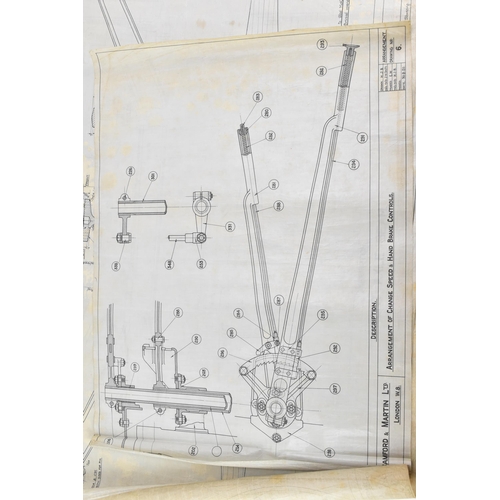 162 - Four early 20th century rolled car engineering drawings for Aston Martin, dated 1920, 1921 and 1923,... 