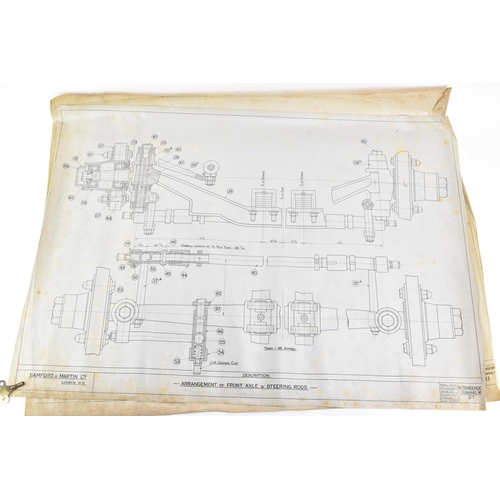 162 - Four early 20th century rolled car engineering drawings for Aston Martin, dated 1920, 1921 and 1923,... 