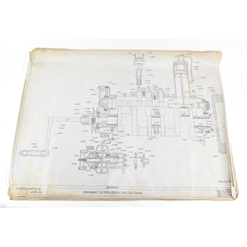 164 - Four early 20th century rolled car engineering drawings for Aston Martin, dated 1920, 1923 and an un... 