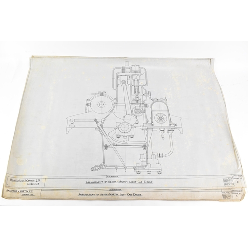 164 - Four early 20th century rolled car engineering drawings for Aston Martin, dated 1920, 1923 and an un... 