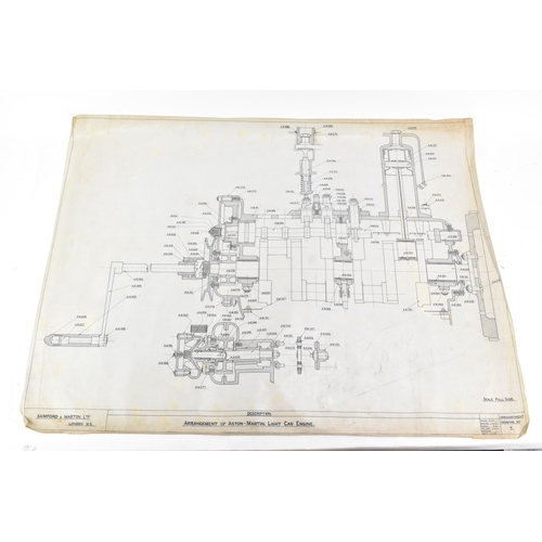 164 - Four early 20th century rolled car engineering drawings for Aston Martin, dated 1920, 1923 and an un... 