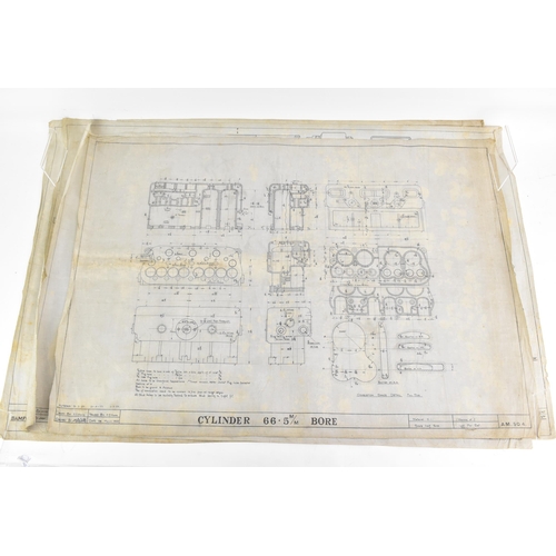 165 - Four early 20th century rolled car engineering drawings for Aston Martin, dated 1920, 1921 and 1923,... 