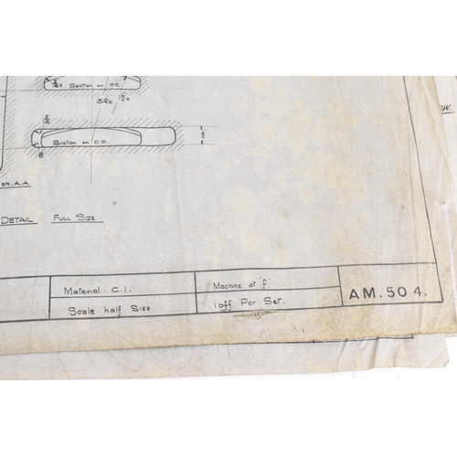 165 - Four early 20th century rolled car engineering drawings for Aston Martin, dated 1920, 1921 and 1923,... 