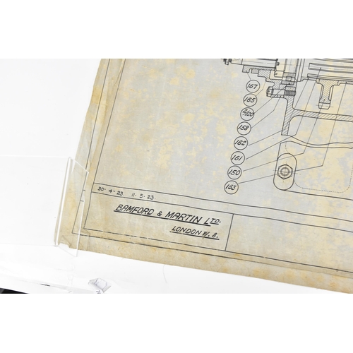 165 - Four early 20th century rolled car engineering drawings for Aston Martin, dated 1920, 1921 and 1923,... 