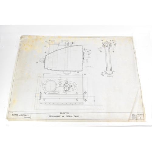 166 - Three early 20th century rolled car engineering drawings for Aston Martin, dated 1920, 1922 and 1924... 