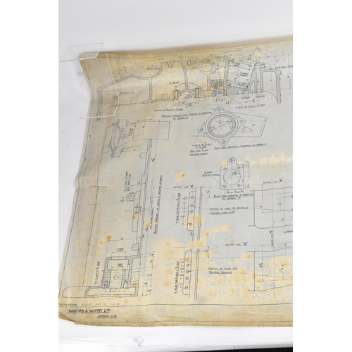 167 - Four early 20th century rolled car engineering drawings for Aston Martin, dated 1921 and 1923, readi... 