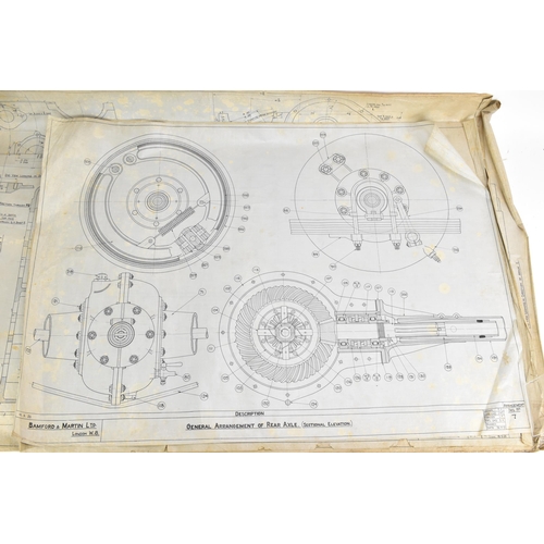 167 - Four early 20th century rolled car engineering drawings for Aston Martin, dated 1921 and 1923, readi... 