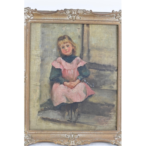 184 - Manner of William Orpen (1878-1931) - An early 20th century oil painting study of a girl seated, uns... 