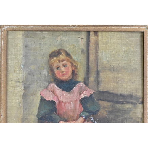 184 - Manner of William Orpen (1878-1931) - An early 20th century oil painting study of a girl seated, uns... 