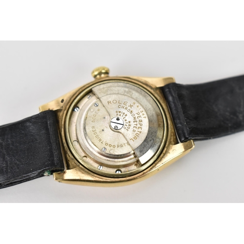 25 - A Rolex Oyster Perpetual Chronometer, bubble back, automatic, gents, 14ct gold wristwatch, circa 194... 