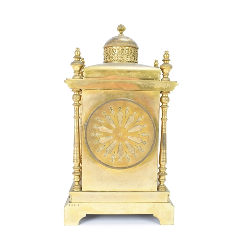 27 - A late 19th/early 20th century French gilt metal 8 day mantle clock, the enamel dial signed 'S.Leigh... 