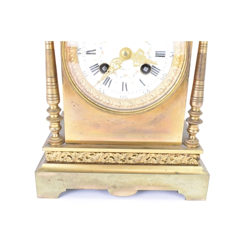 27 - A late 19th/early 20th century French gilt metal 8 day mantle clock, the enamel dial signed 'S.Leigh... 