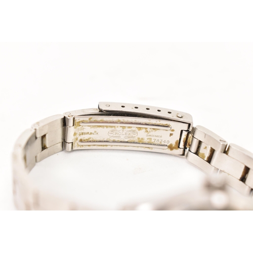 32 - A Rolex Oyster Perpetual Date, automatic, ladies, stainless stell wristwatch, circa 1981, having a b... 