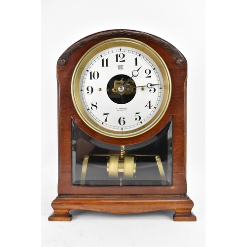 34 - A 1920/30s Bulle electric mantle clock, the silvered dial having Arabic numerals and inscribed 'W.L.... 