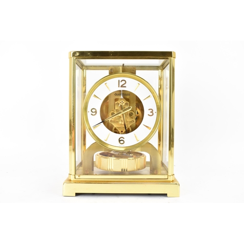 37 - A Jaeger LeCoultre Atmos clock circa 1973, in a gilt brass case, having a circular  white chapter ri... 