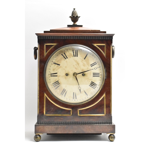 53 - A Regency mahogany cased 8 day bracket clock, the movement signed Frodsham, the case having a pineap... 