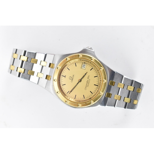 57 - An Omega Seamaster 120m, quartz, gents, bi-coloured wristwatch, circa 1979, the gilt dial having bat... 