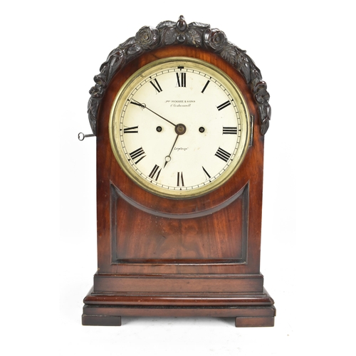 60 - A Victorian mahogany 8 day bracket clock, the arched top case having floral moulding, the 7