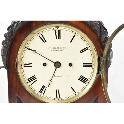 60 - A Victorian mahogany 8 day bracket clock, the arched top case having floral moulding, the 7