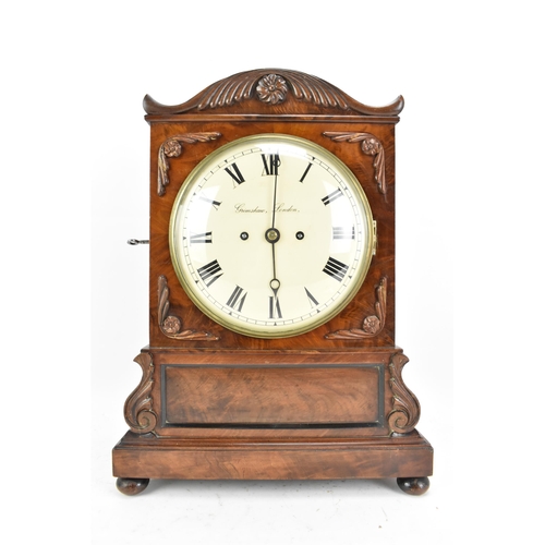 61 - A Victorian mahogany 8 day bracket clock, the case having an arched top, flower head and reeded moul... 