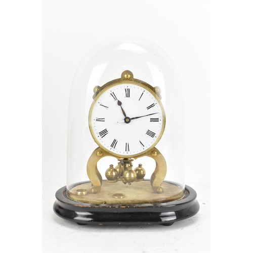 77 - An early 20th century A.Schatz & Sons German brass anniversary clock, having a white enamel dial wit... 