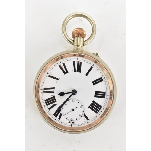 80 - An Edwardian Goliath pocket watch together with a silver fronted travel case, the watch having a whi... 