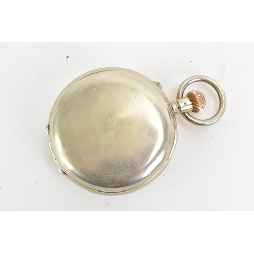 80 - An Edwardian Goliath pocket watch together with a silver fronted travel case, the watch having a whi... 