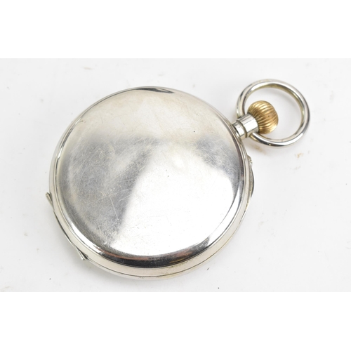 86 - An early 20th century oversized Goliath, open faced, travel pocket watch with case, the white enamel... 