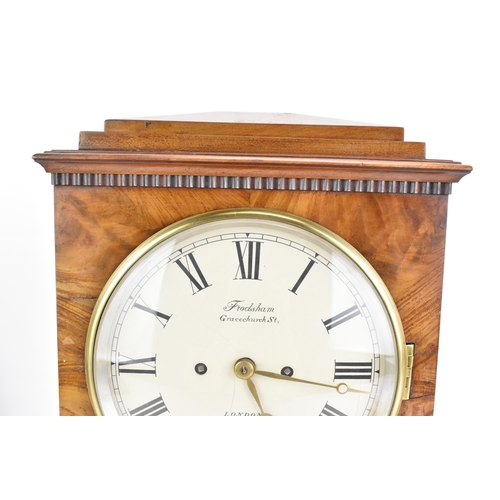 91 - A 19th century Frodsham walnut cased bracket clock, the case having a moulded stepped pediment with ... 