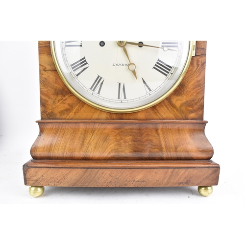 91 - A 19th century Frodsham walnut cased bracket clock, the case having a moulded stepped pediment with ... 