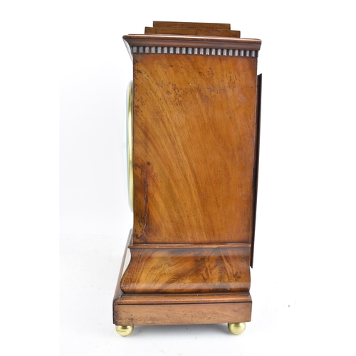 91 - A 19th century Frodsham walnut cased bracket clock, the case having a moulded stepped pediment with ... 