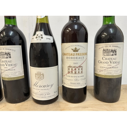 147 - Three bottles Chateau Frederic - Bordeaux 2002, two bottles Chateau Grand Videau - Bordeaux Superior... 