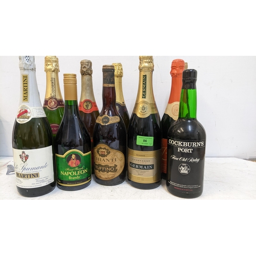 152 - Eleven bottles of mixed wines & spirits to include Napoleon Brand and Champagne,  Location: Crate
If... 