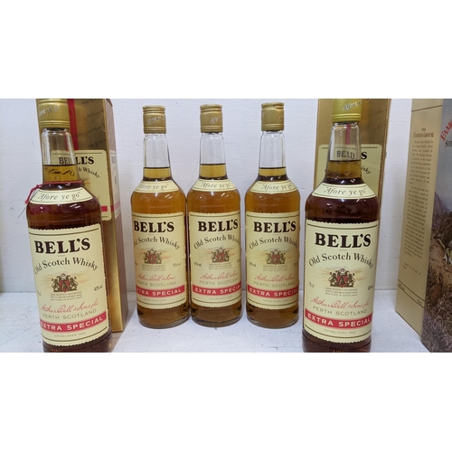 155 - Five bottles of Bells Old Scotch Whisky, two in boxes, 2 x 75cl, 3 x 70cl,  Location: Crate
If there... 