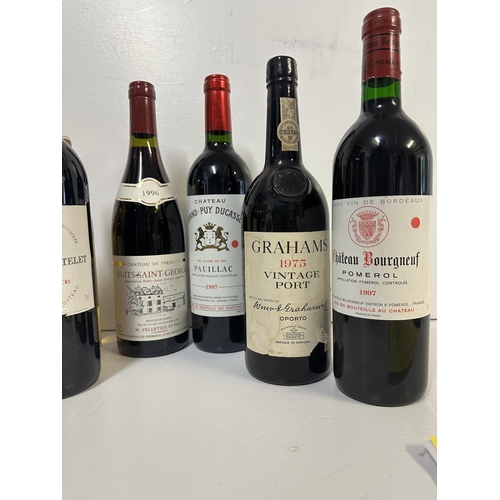 102 - Wine and port to include 2 x Perrin Vacqueyras, 1 x Chateau du Courlat Lussac-Saint Emilion, 1 x Pau... 