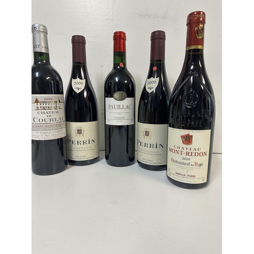 102 - Wine and port to include 2 x Perrin Vacqueyras, 1 x Chateau du Courlat Lussac-Saint Emilion, 1 x Pau... 