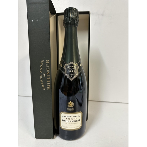 113 - A single bottle of Bollinger 1990 Champagne, 75cl, boxed,
 Location: L3
If there is no condition rep... 